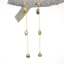 Load image into Gallery viewer, READY TO SHIP Fiji Keshi Pearl Drop Stud Earrings - 14k Gold Fill FJD$