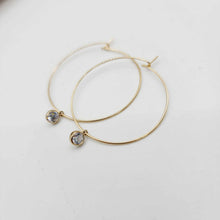Load image into Gallery viewer, READY TO SHIP - Zirconia Charm Hoop Earrings - 14k Gold Fill FJD$