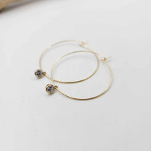 Load image into Gallery viewer, READY TO SHIP - Zirconia Charm Hoop Earrings - 14k Gold Fill FJD$