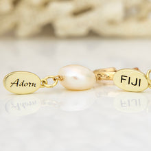Load image into Gallery viewer, READY TO SHIP Huggie Earrings with Freshwater Pearls & Fiji charm - 14k Gold Fill FJD$