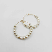 Load image into Gallery viewer, READY TO SHIP Freshwater Pearl Hoop Earrings - 14k Gold Fill FJD$