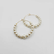 Load image into Gallery viewer, READY TO SHIP Freshwater Pearl Hoop Earrings - 14k Gold Fill FJD$