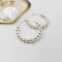 Load image into Gallery viewer, READY TO SHIP Freshwater Pearl Hoop Earrings - 14k Gold Fill FJD$