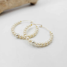 Load image into Gallery viewer, READY TO SHIP Freshwater Pearl Hoop Earrings - 14k Gold Fill FJD$