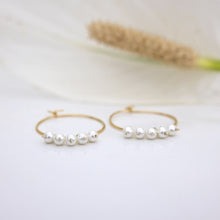 Load image into Gallery viewer, READY TO SHIP Hoop Earrings with Freshwater Pearls - 14k Gold Fill FJD$
