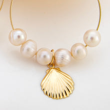 Load image into Gallery viewer, READY TO SHIP Freshwater Pearl & Mermaid Charm Earrings in 14k Gold Fill - FJD$