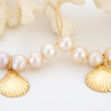 Load image into Gallery viewer, READY TO SHIP Freshwater Pearl & Mermaid Charm Earrings in 14k Gold Fill - FJD$