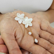 Load image into Gallery viewer, READY TO SHIP Mother of Pearl Drop Earrings with Freshwater Pearls in 14k Gold Fill - FJD$