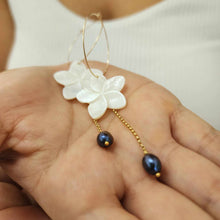 Load image into Gallery viewer, READY TO SHIP Mother of Pearl Drop Earrings with Freshwater Pearls in 14k Gold Fill - FJD$