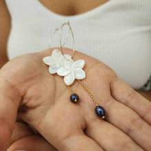 Load image into Gallery viewer, READY TO SHIP Mother of Pearl Drop Earrings with Freshwater Pearls in 14k Gold Fill - FJD$