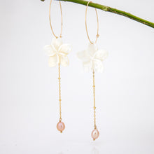 Load image into Gallery viewer, READY TO SHIP Mother of Pearl Drop Earrings with Freshwater Pearls in 14k Gold Fill - FJD$