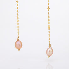 Load image into Gallery viewer, READY TO SHIP Mother of Pearl Drop Earrings with Freshwater Pearls in 14k Gold Fill - FJD$