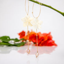 Load image into Gallery viewer, READY TO SHIP Mother of Pearl Drop Earrings with Freshwater Pearls in 14k Gold Fill - FJD$