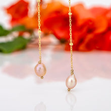 Load image into Gallery viewer, READY TO SHIP Mother of Pearl Drop Earrings with Freshwater Pearls in 14k Gold Fill - FJD$