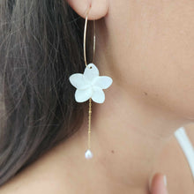 Load image into Gallery viewer, READY TO SHIP Mother of Pearl Drop Earrings with Freshwater Pearls in 14k Gold Fill - FJD$