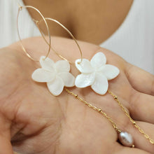 Load image into Gallery viewer, READY TO SHIP Mother of Pearl Drop Earrings with Freshwater Pearls in 14k Gold Fill - FJD$