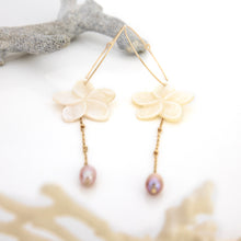 Load image into Gallery viewer, READY TO SHIP Mother of Pearl Drop Earrings with Freshwater Pearls in 14k Gold Fill - FJD$
