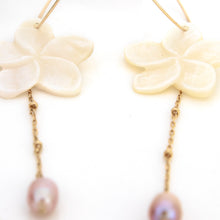 Load image into Gallery viewer, READY TO SHIP Mother of Pearl Drop Earrings with Freshwater Pearls in 14k Gold Fill - FJD$
