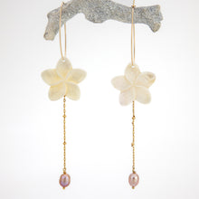 Load image into Gallery viewer, READY TO SHIP Mother of Pearl Drop Earrings with Freshwater Pearls in 14k Gold Fill - FJD$