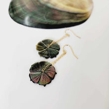 Load image into Gallery viewer, READY TO SHIP Hibiscus Mother of Pearl Drop Earrings - 14k Gold Fill FJD$