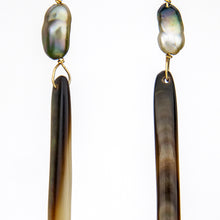Load image into Gallery viewer, READY TO SHIP Mother of Pearl & Fiji Keshi Pearl Earrings - 14k Gold Fill FJD$