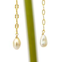 Load image into Gallery viewer, READY TO SHIP Mother of Pearl & Fiji Keshi Pearl Earrings - 14k Gold Fill FJD$