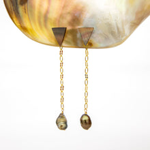 Load image into Gallery viewer, READY TO SHIP Mother of Pearl & Fiji Keshi Pearl Earrings - 14k Gold Fill FJD$