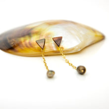 Load image into Gallery viewer, READY TO SHIP Mother of Pearl & Fiji Keshi Pearl Earrings - 14k Gold Fill FJD$