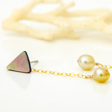 Load image into Gallery viewer, READY TO SHIP Mother of Pearl & Fiji Keshi Pearl Earrings - 14k Gold Fill FJD$