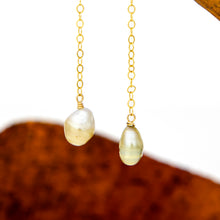 Load image into Gallery viewer, READY TO SHIP Mother of Pearl & Fiji Keshi Pearl Earrings - 14k Gold Fill FJD$