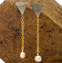 Load image into Gallery viewer, READY TO SHIP Mother of Pearl & Freshwater Pearl Earrings - 14k Gold Fill FJD$