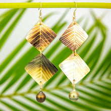 Load image into Gallery viewer, READY TO SHIP Mother of Pearl & Civa Fiji Pearl Earrings - 18k Gold Vermeil FJD$