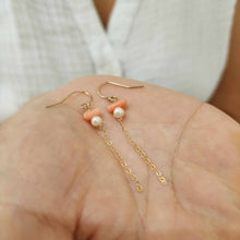 Load image into Gallery viewer, READY TO SHIP Freshwater Pearl & Coral Earrings in 14k Gold Fill - FJD$