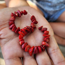 Load image into Gallery viewer, READY TO SHIP Red Coral Hoop Earrings - 14k Gold Fill FJD$