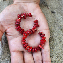Load image into Gallery viewer, READY TO SHIP Red Coral Hoop Earrings - 14k Gold Fill FJD$