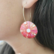 Load image into Gallery viewer, READY TO SHIP Sea Urchin Resin Hoop Earrings - 14k Gold Fill FJD$