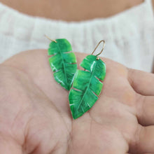 Load image into Gallery viewer, READY TO SHIP Leaf Resin Earrings - 14k Gold Fill FJD$
