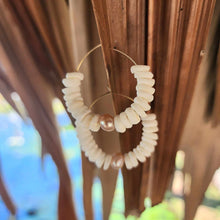 Load image into Gallery viewer, READY TO SHIP Shell & Freshwater Pearl Hoop Earrings - 14k Gold Filled FJD$