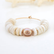 Load image into Gallery viewer, READY TO SHIP Shell & Freshwater Pearl Hoop Earrings - 14k Gold Filled FJD$