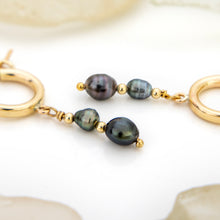 Load image into Gallery viewer, READY TO SHIP Tahitian Keshi Pearl Huggie Earrings - 14k Gold Fill FJD$