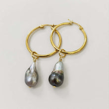 Load image into Gallery viewer, Civa Fiji Pearl Hoop Earrings - Gold Plated FJD$