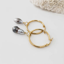 Load image into Gallery viewer, Civa Fiji Pearl Hoop Earrings - Gold Plated FJD$