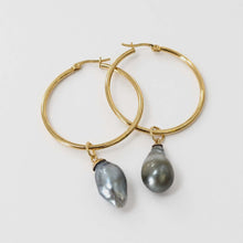 Load image into Gallery viewer, Civa Fiji Pearl Hoop Earrings - Gold Plated FJD$