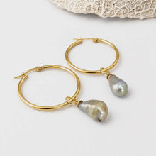 Load image into Gallery viewer, Civa Fiji Pearl Hoop Earrings - Gold Plated FJD$