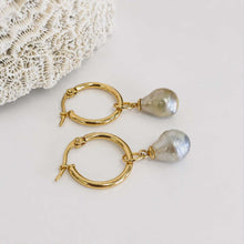 Load image into Gallery viewer, Civa Fiji Pearl Huggie Earrings - Gold Plated FJD$