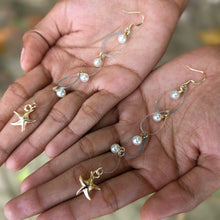 Load image into Gallery viewer, READY TO SHIP Shell Charm & Freshwater Pearl Fishing Line Earrings - Gold Plated FJD$