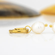Load image into Gallery viewer, READY TO SHIP Freshwater Pearl Hoop Earrings - Gold Plated FJD$