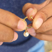 Load image into Gallery viewer, READY TO SHIP Freshwater Pearl Clip-On Hoop Earrings - Gold Plated FJD$