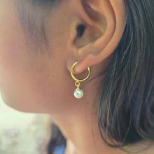 Load image into Gallery viewer, READY TO SHIP Freshwater Pearl Clip-On Hoop Earrings - Gold Plated FJD$