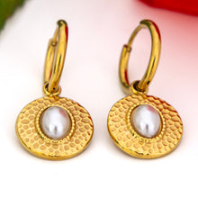 Load image into Gallery viewer, READY TO SHIP Freshwater Pearl Hoop Earrings - Gold Plated FJD$